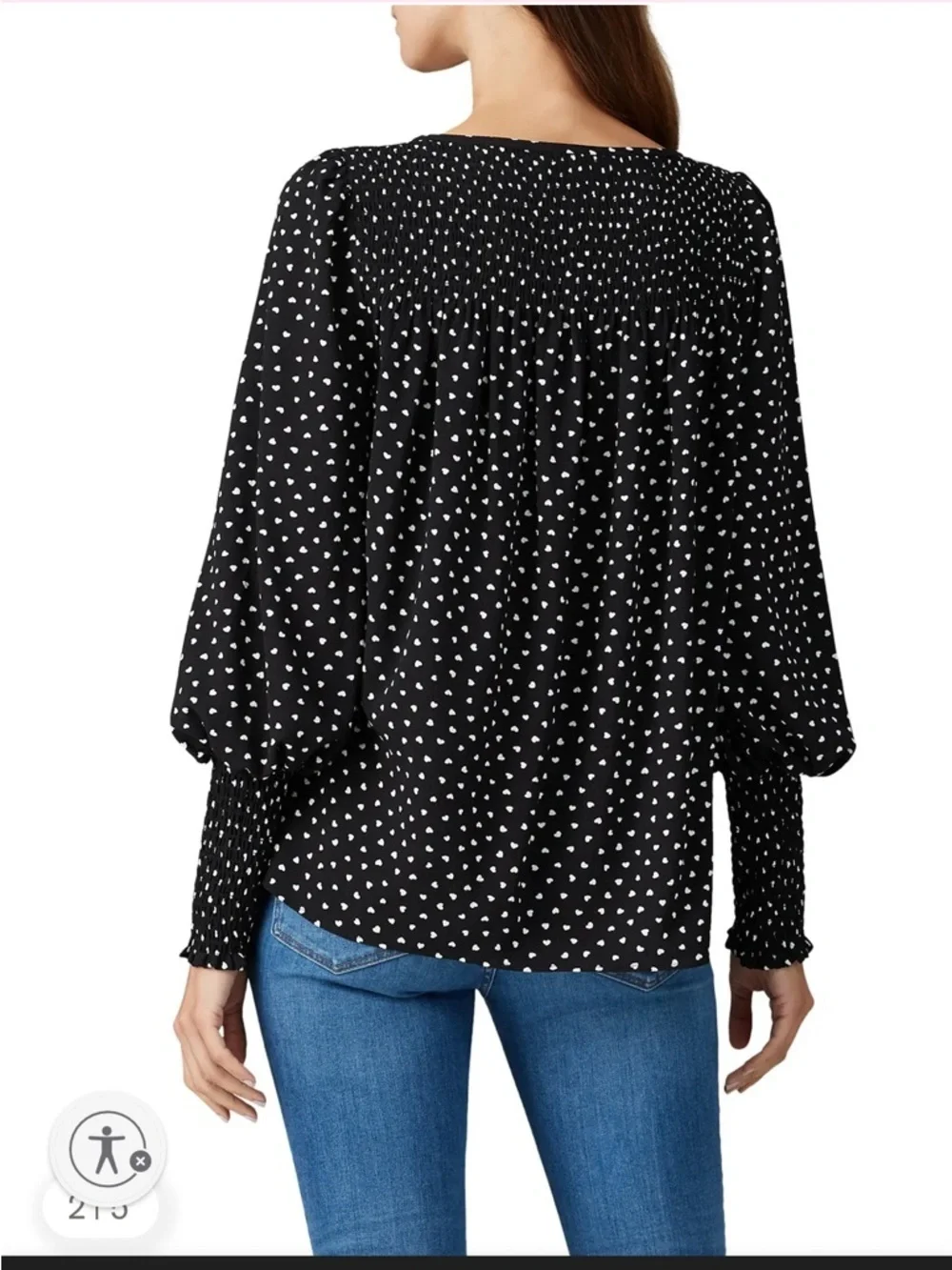 Kate Spade Heartbeat  blk white billowy bishop long sleeve shirt XS